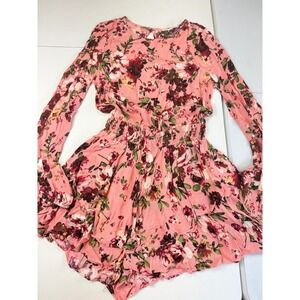 Bluiyv Young Contemporary Romper Dress‎ Pink Floral Long Sleeve Small